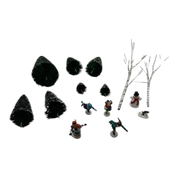 Dept 56 Village Animated Skating Pond 15 pc Replacement Magnetic Figures & Trees - Picture 1 of 5